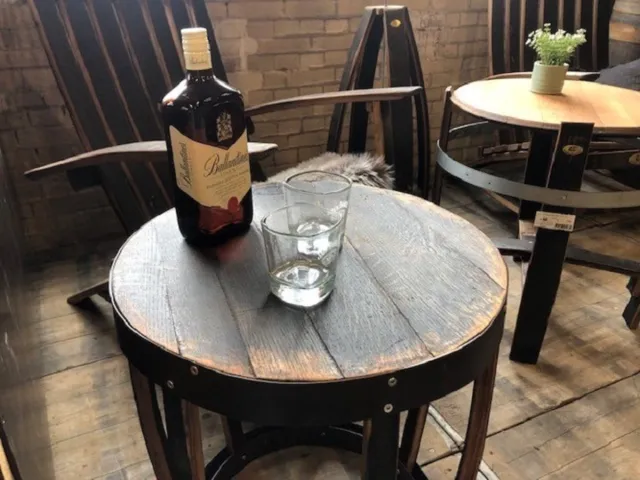 BarrelAtelier Whisky "Vatted Malt" Duigentafel / Hout / Bistrotafel / Design / Nieuw 2023 !! Donkerbruin (authentiek)