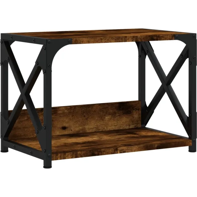 vidaXL Printerstandaard - 44x26x31,5 - cm - bewerkt - hout - gerookt - eikenkleur gerookt eiken