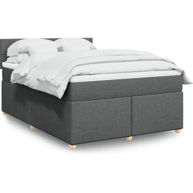 vidaXL Boxspring met matras stof donkergrijs 140x200 cm grijs