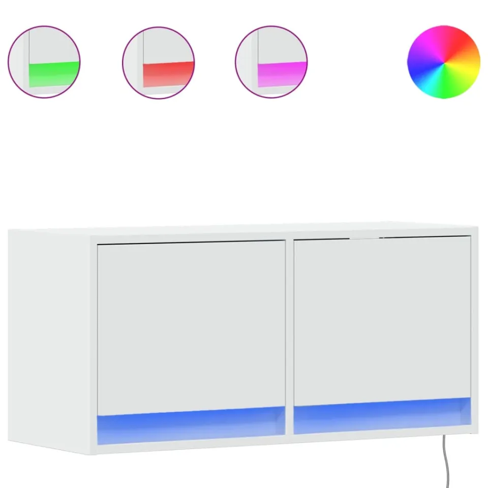 vidaXL Tv-wandmeubel met LED-verlichting 80x31x35 cm wit