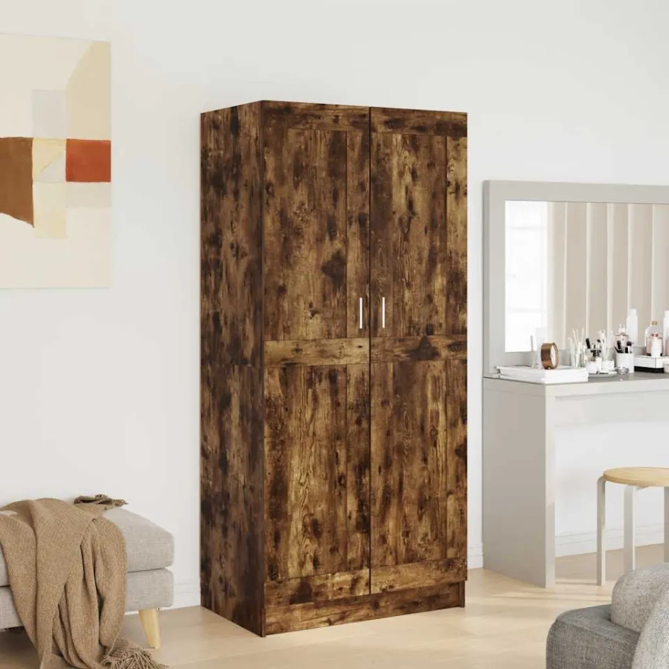 vidaXL Kledingkast 82,5x51,5x180 cm bewerkt hout gerookt eikenkleurig, foto 3