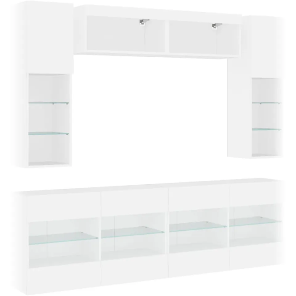 vidaXL 6-delige Tv-wandmeubelset met LED-verlichting wit