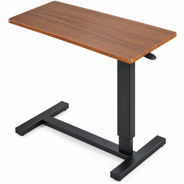 DPLUNIQ Bureau - Bijzettafel - Laptoptafel - Bedtafel - 80x40x99,5cm - Verstelbaar 66 - 99,5cm - 11kg - Max 8kg - Pompsysteem - Bruin Zwart