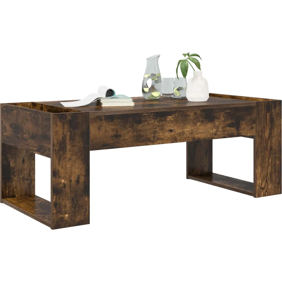 vidaXL Salontafel Gerookt eiken 110 x 50 x 41 cm Bewerkt hout, foto 2