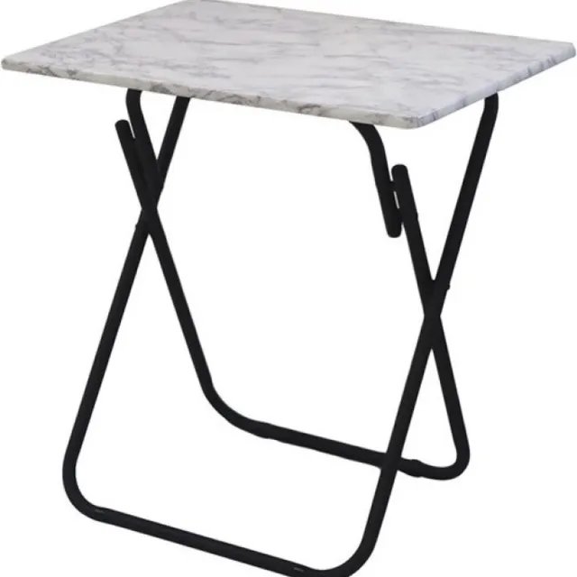 Concorde Bijzettafel - marmer look - MDF hout - metaal - inklapbaar - L55 x B73 x H87 cm Lichtgrijs