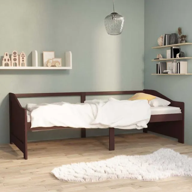 vidaXL Bedbank 3-zits massief grenenhout donkerbruin 90x200 cm bruin