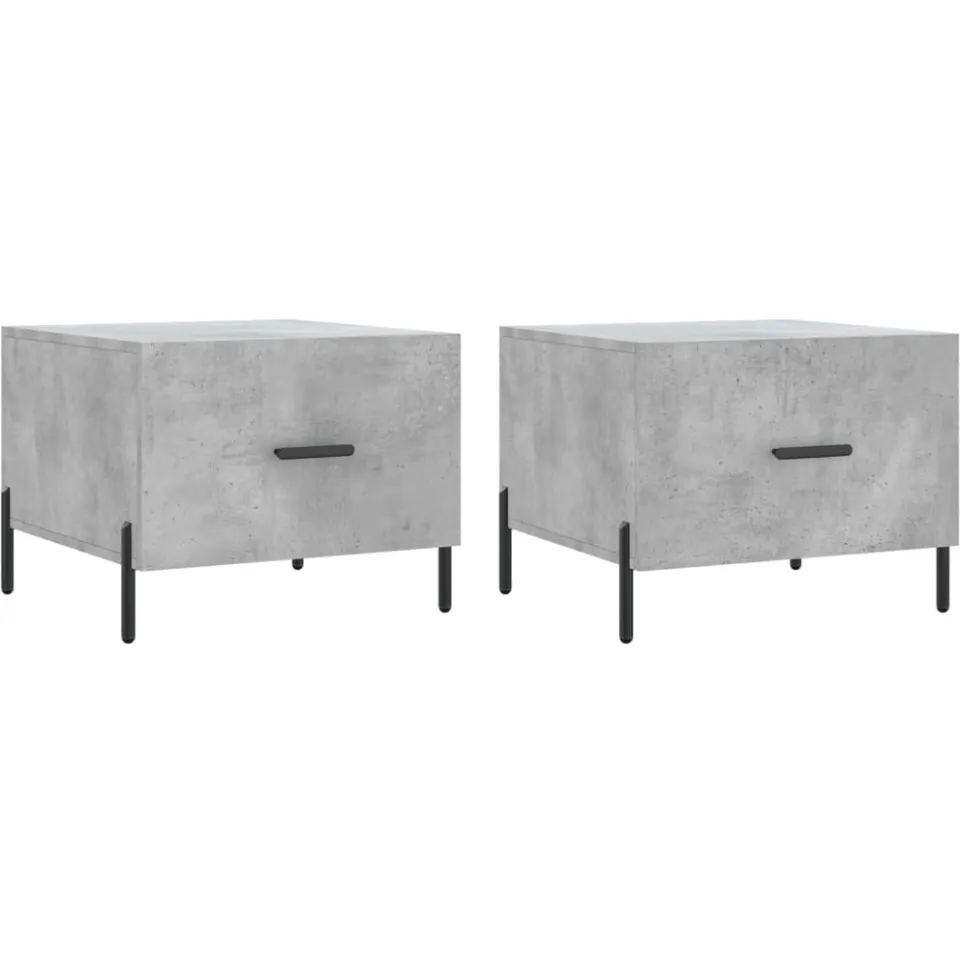 vidaXL Salontafels 2 st 50x50x40 cm bewerkt hout betongrijs grijs