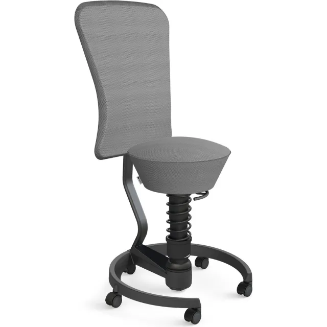 AERIS SWOPPER with backrest footring with castors (hard floor), black spring strut type: standard, black, spring black seat cover: mesh fabric Runner (Gabriel), grey backrest pole: black, backrest cover: mesh fabric Runner (Gabriel), grey grijs - zachte wielen