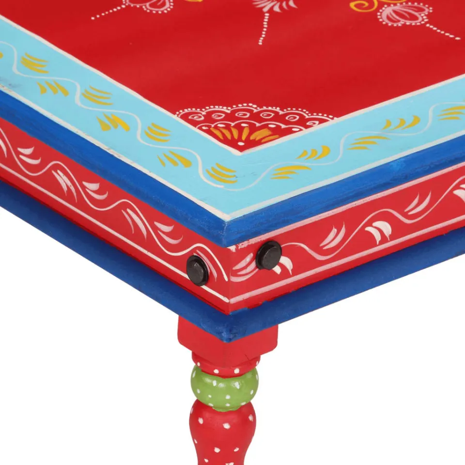 vidaXL Salontafel handbeschilderd massief mangohout rood, foto 4