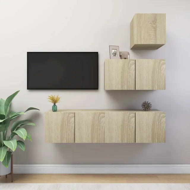 vidaXL 4-delige Tv-meubelset bewerkt hout sonoma eikenkleurig, foto 2