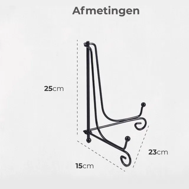 Elicita Bordhouder zwart voor sierbord sinds 26 tot 30 cm | Bordenhouder | Bordenstandaard | Boekenstandaard - 10 inch - 25x15 cm