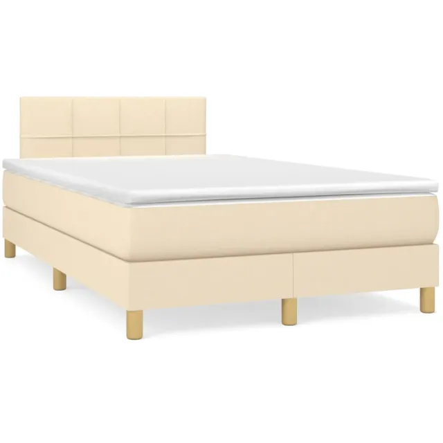 vidaXL Boxspring met matras en LED stof crèmekleurig 120x190 cm