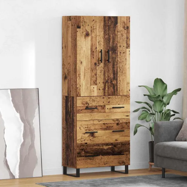 vidaXL Hoge kast 2 st Oud Hout 69,5 x 34 x 180 cm bruin, foto 2