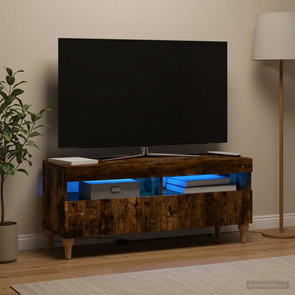 vidaXL LED tv-meubel ALKMAAR 100 x 35 x 43 cm Gerookt eiken, foto 4