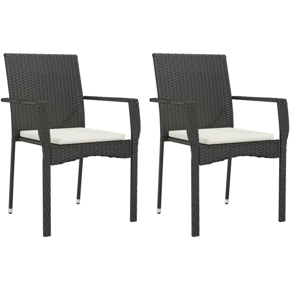 vidaXL 3-delige Tuinset met kussens poly rattan zwart, foto 4