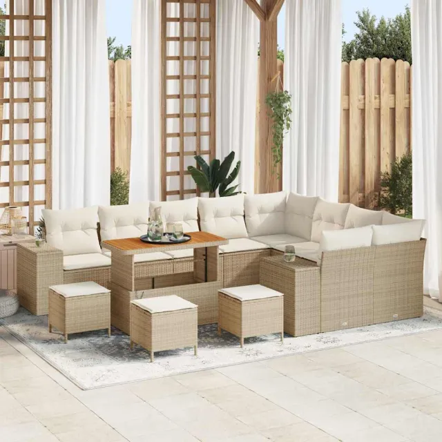 vidaXL Tuin Sofa Set 13 st Beige poly rattan, foto 2