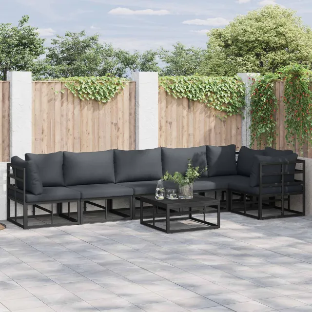 vidaXL Tuinbankenset 7 st Zwart Aluminium, foto 2