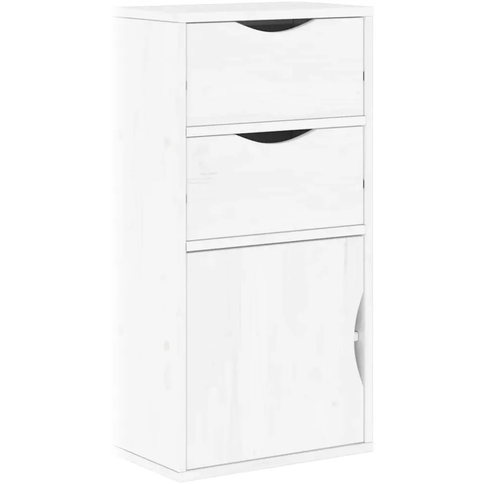 vidaXL Bijzetkast met lades ODDA wit 40x24x79 cm massief grenenhout, foto 3