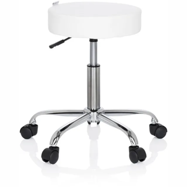 Werkkruk OPERATOR II Kunstleder wit chroom hjh OFFICE