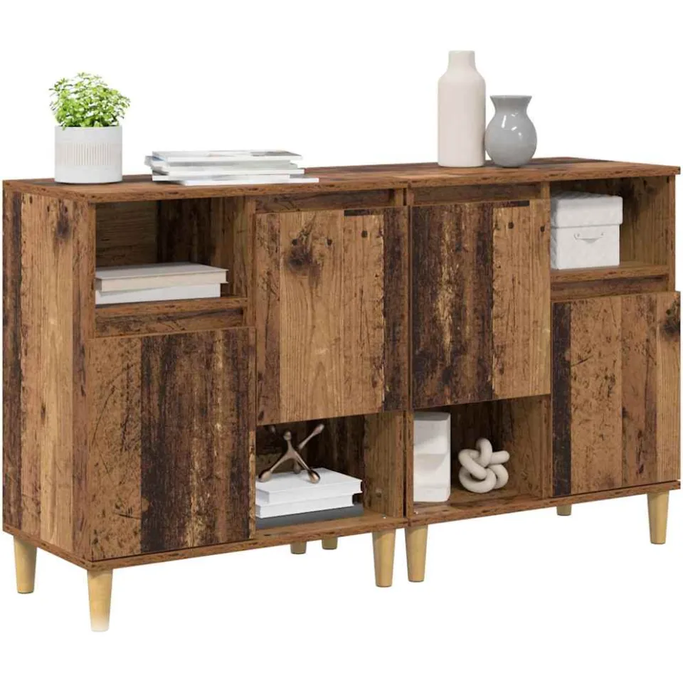 vidaXL Dressoirs 2 st Oud Hout 60 x 35 x 70 cm Bewerkt hout Bruin