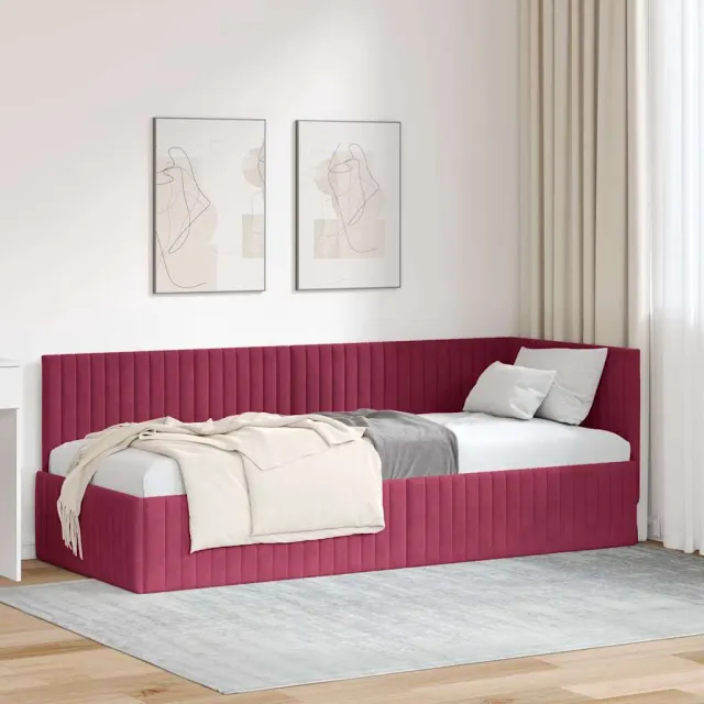 vidaXL Hoekbedframe Wijnrood 80 x 200 cm fluweel
