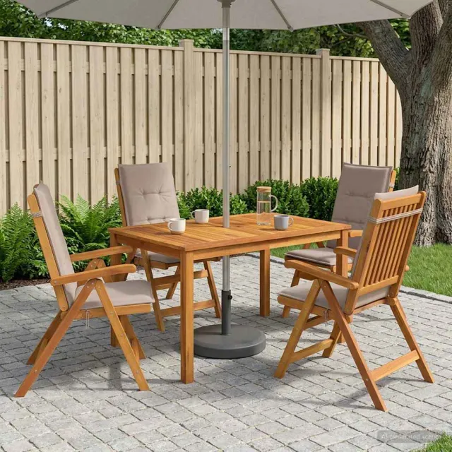 vidaXL 5-delige tuin eetset 4-zits Taupe Massief Acaciahout, foto 2