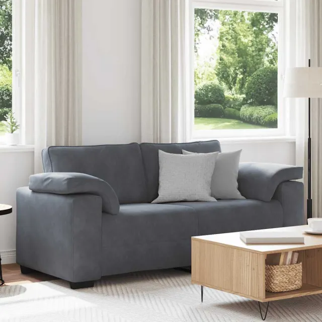 vidaXL Loveseat bank 180x77x82 cm fluweel donkergrijs