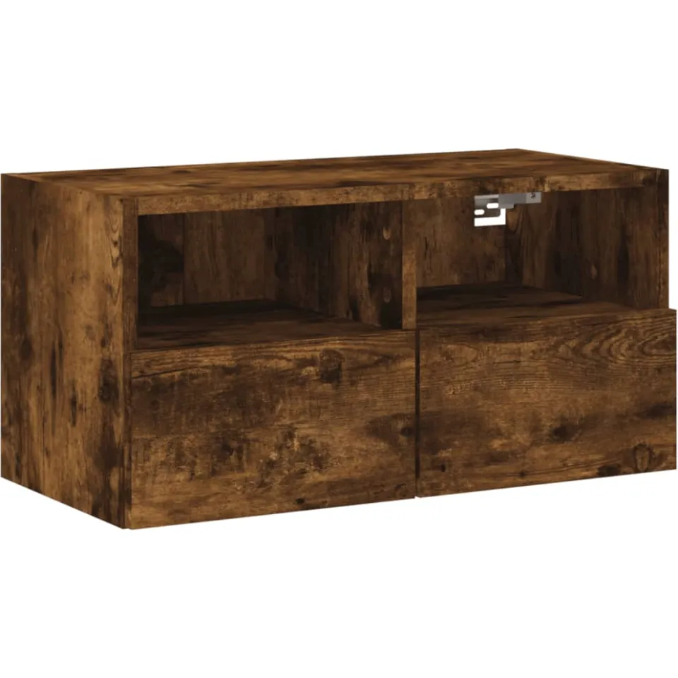 vidaXL Tv-wandmeubel 60x30x30 cm bewerkt hout gerookt eikenkleurig Bruin