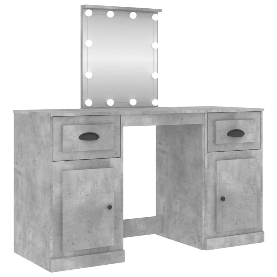 vidaXL Kaptafel met LED-verlichting 130x50x132,5 cm betongrijs