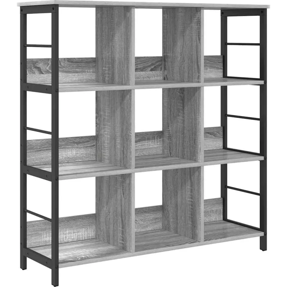 vidaXL Boekenkast 9-laags 102 x 32 x 104,5 cm Bewerkt hout grijs