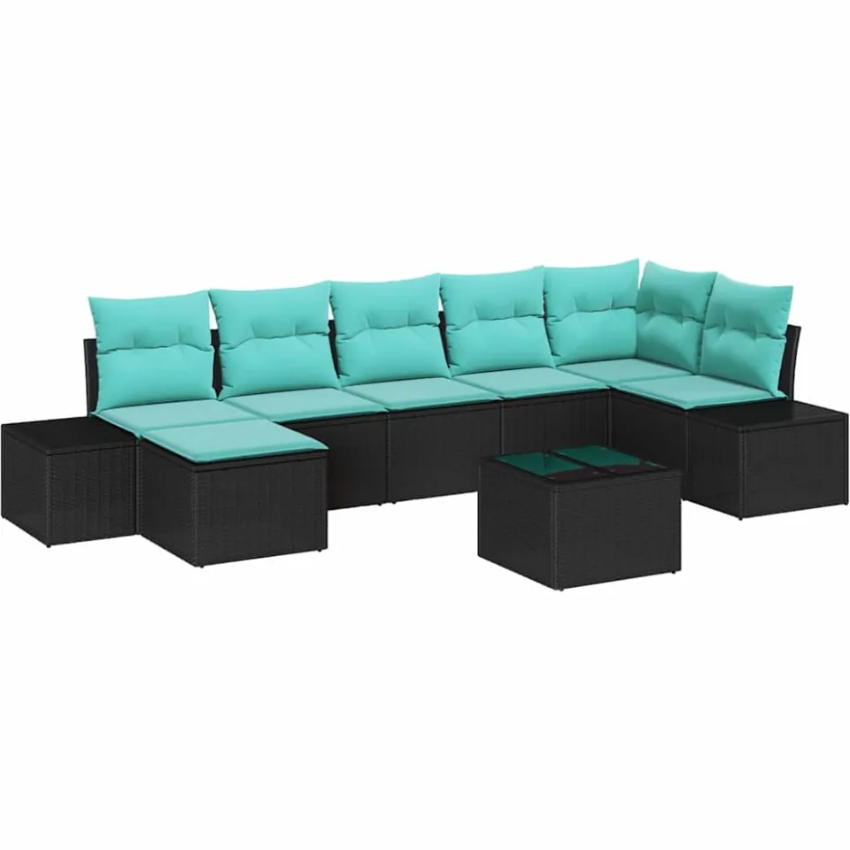 vidaXL Tuin Sofa Set 8 st Zwart poly rattan