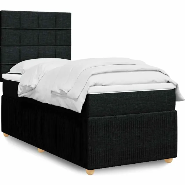 vidaXL Boxspring met matras stof zwart 80x200 cm