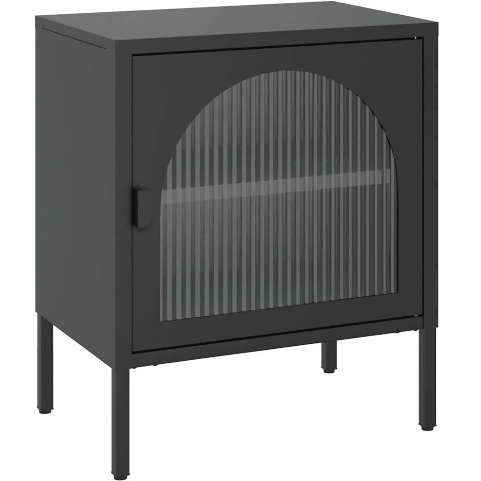 vidaXL Nachtkastjes 2 st 50x35x60 cm glas en staal zwart