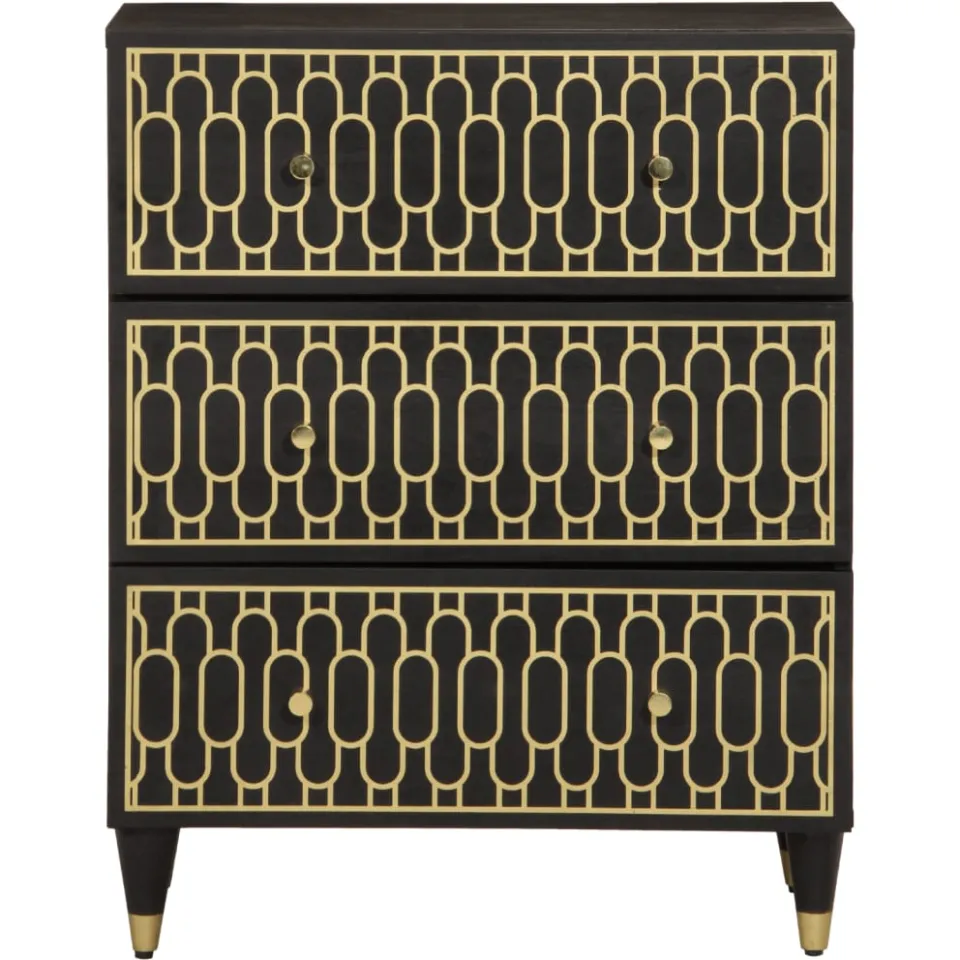vidaXL Bijzetkasten 2 st 60x33x75 cm massief mangohout zwart, foto 4