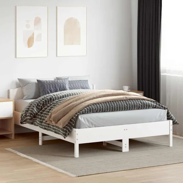 vidaXL Bedframe zonder matras massief grenenhout wit 160x200 cm