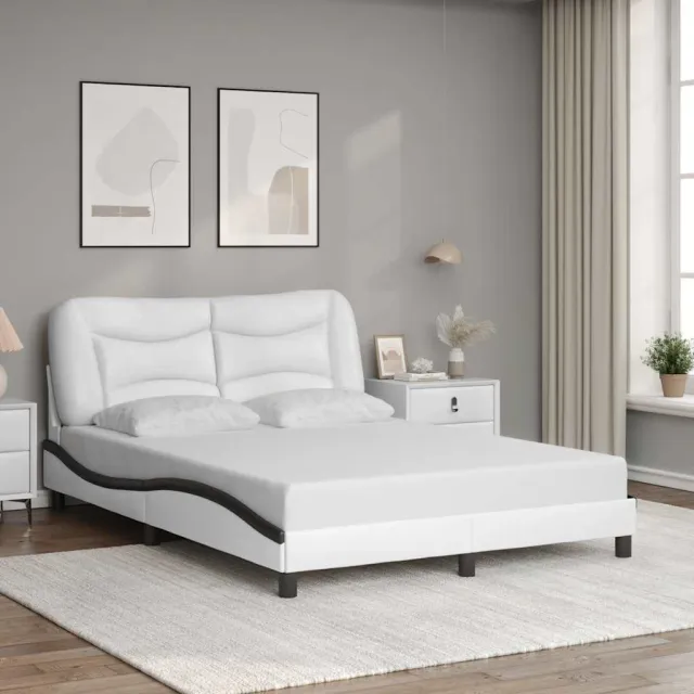vidaXL Bedframe zonder matras "Hvar" kunstleer zwart en wit 140x200 cm