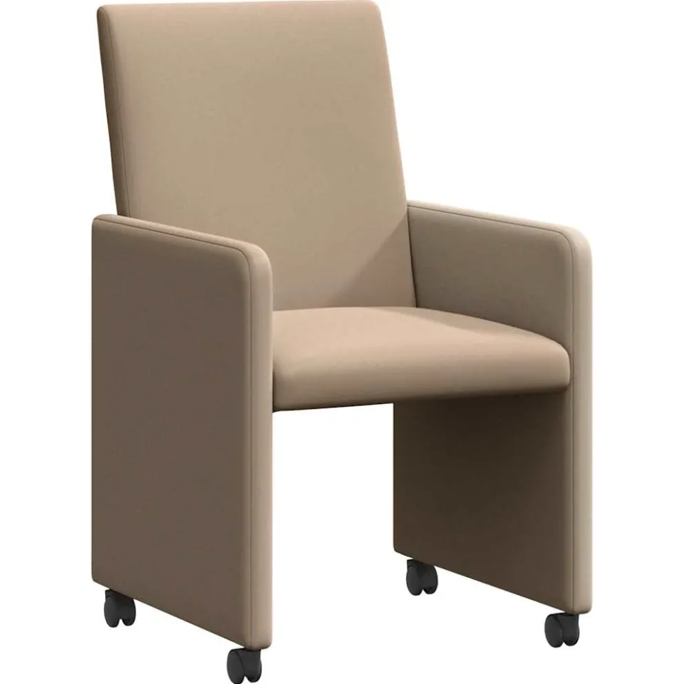 vidaXL Eetkamerstoelen met Wieltjes 2 st Kunstleer Cappuccino Bruin