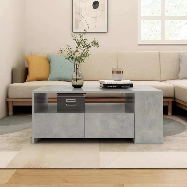 vidaXL Salontafel 102x55x42 cm bewerkt hout betongrijs grijs, foto 2