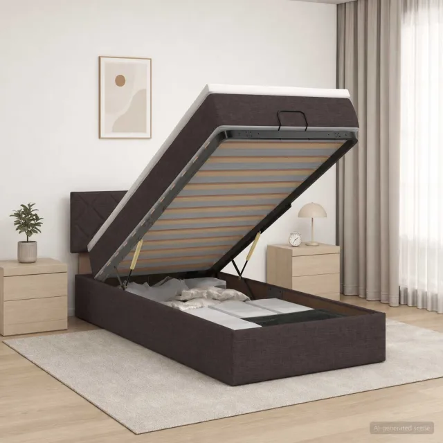 vidaXL Ottoman bed met matras Donkerbruin 90 x 190 cm Stof