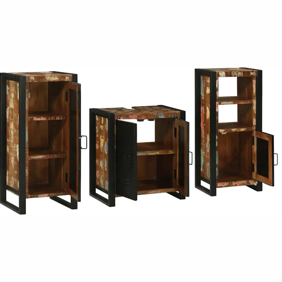 vidaXL Badkamermeubelset 3 st Multikleur en Zwart, foto 2