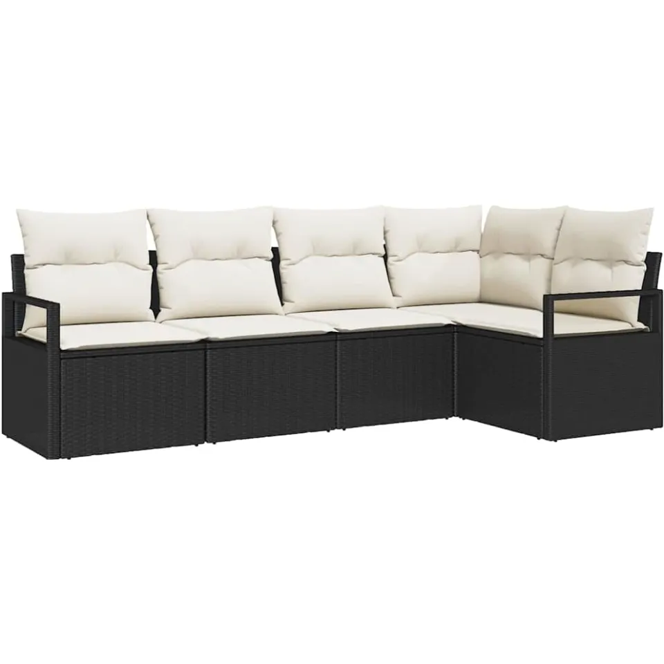 vidaXL Bankstel 5 st Zwart poly rattan