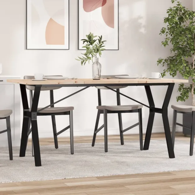 vidaXL Eettafel Y-frame 160x80x75,5 cm massief grenenhout en staal Bruin