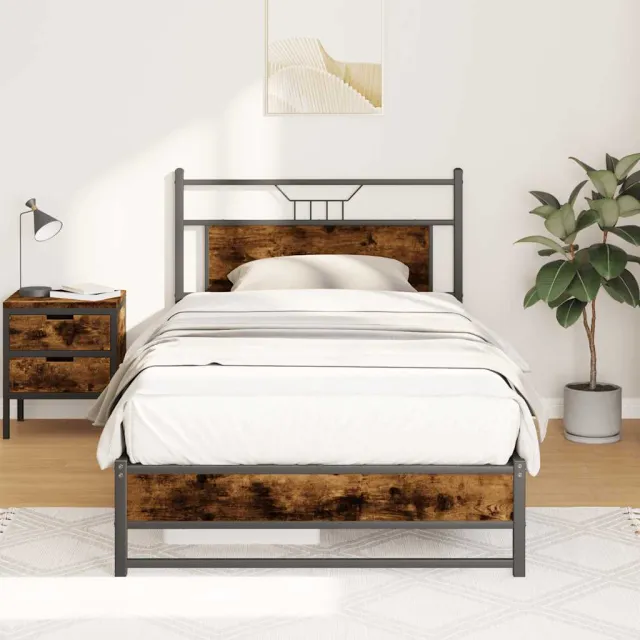 vidaXL Bedframe zonder matras spaanplaat gerookt eikenkleurig Bruin