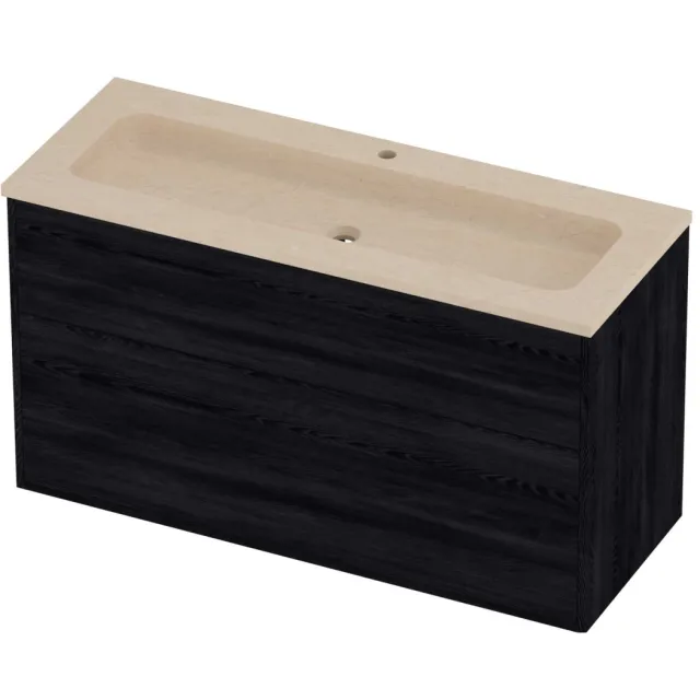 Proline Rollo Badmeubelset Hardsteen Elegant 1 Kraangat 120x46x67 cm Sand Stone Black Oak Eiken