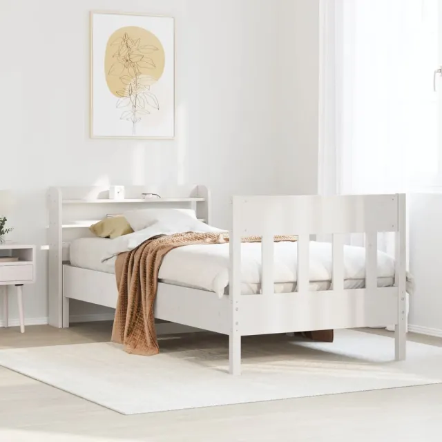 vidaXL Bedframe zonder matras massief grenenhout wit 90x200 cm