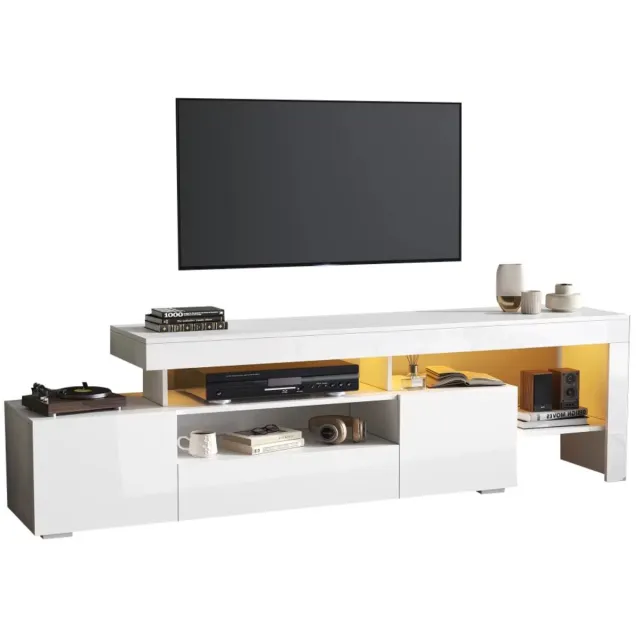 NordHaus TV-meubel - TV-kast - Televisiemeubel - 16-kleuren LED-verlichting voor extra sfeer - 160 x 39 x 42 cm Wit