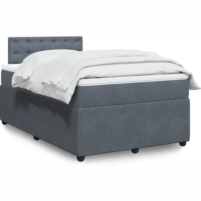 vidaXL Boxspring met matras fluweel donkergrijs 120x200 cm grijs