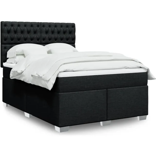 vidaXL Boxspring met matras stof zwart 160x200 cm