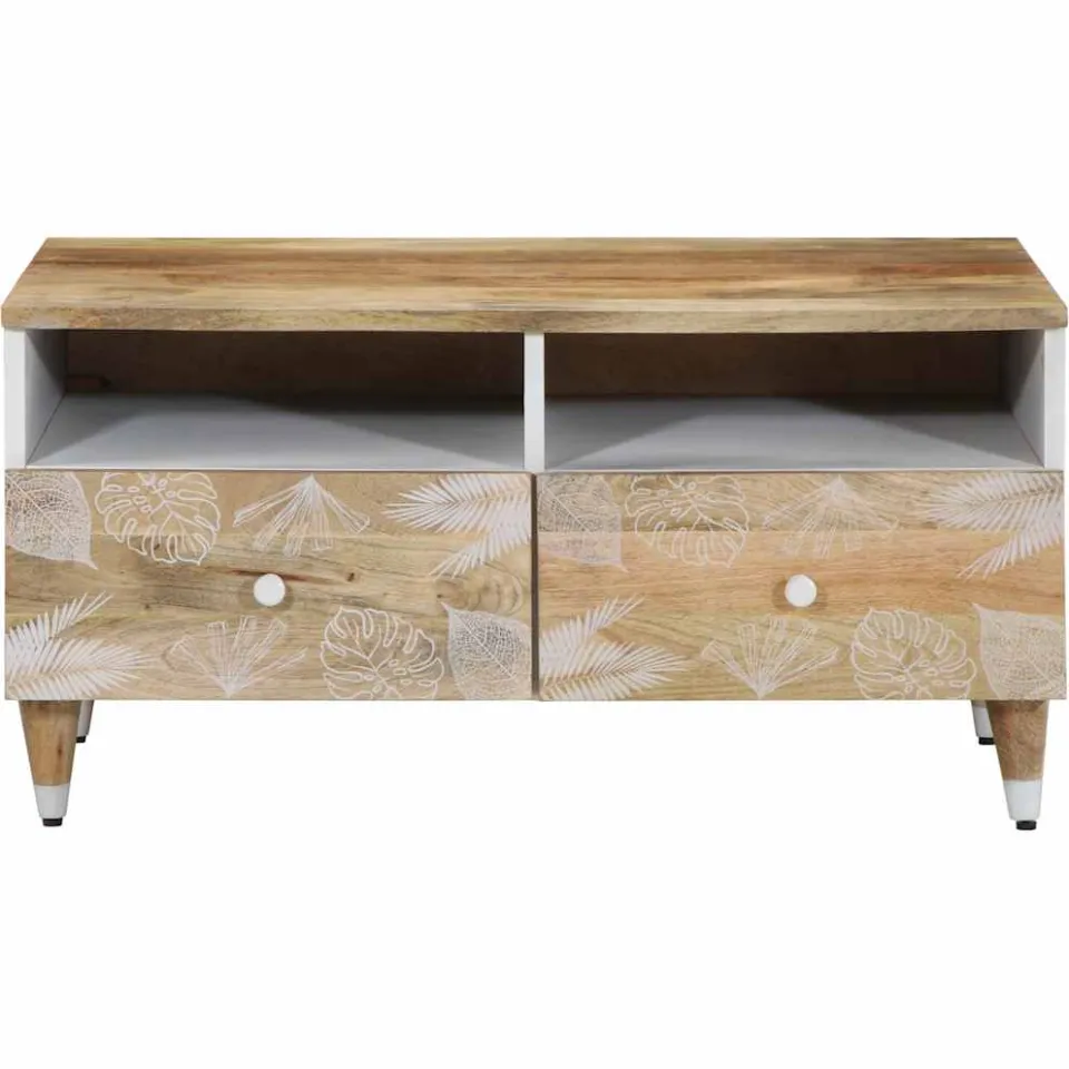 vidaXL Salontafel 80x54x40 cm massief mangohout bruin, foto 2