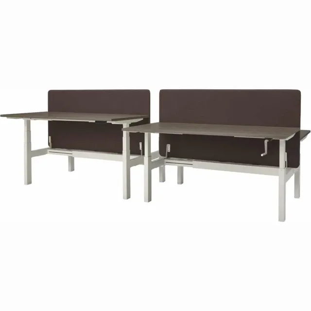 ABC Kantoormeubelen Duo bench slinger verstelbaar zit/zit bureau Teez breed 140CM diep 80CM bladkleur Halifax Eiken framekleur Zwart (RAL9005) Zwart (RAL9005)/Halifax Eiken